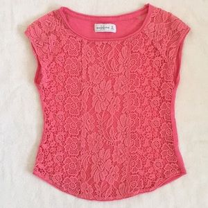 Abercrombie & Fitch Lace top in Coral